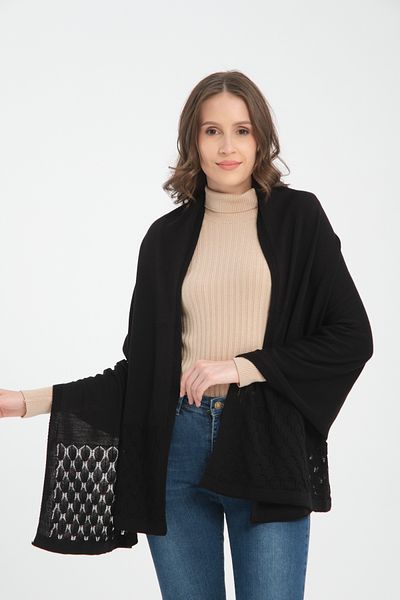VEGA MODA Openwork Patterned Single Color Shoulder Shawl - Comfortable Edge, Knitwear Women's Shawl