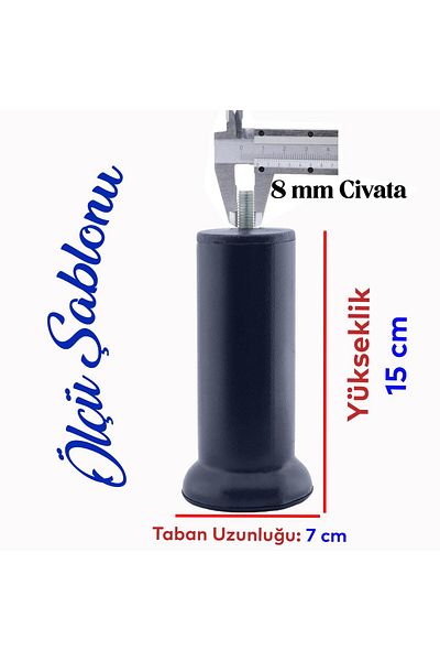 Badem10 Baza de mobilier Metal Antracit 15cm M8 Dinți Fini Canapea Fotoliu Canapea Convertită Upgrade Picior Picioare 4buc