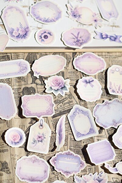 Scrapbook Soft Purple Sticker *36 Adet*/ Vintage & Planner/ Junk Journal