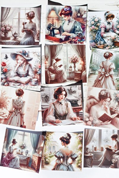 Scrapbook Victorian Women Scrapbook Kağıdı *10 × 10 cm* / Fotokart