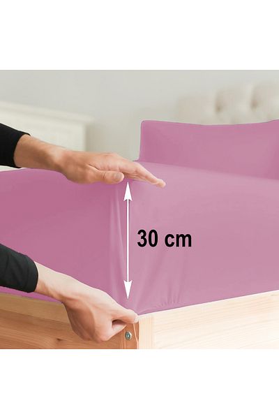 turkanlarhome Pink Colored 100% Cotton Combed Fabric Fitted Elastic Sheet Single-Double