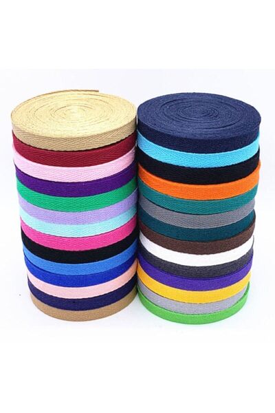 e tuhafiye 10 Metre Karışık Renkli Dar Dokuma Şerit Balıksırtı (SARI PAPATYA HEDİYE)