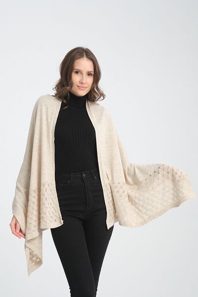 VEGA MODA Openwork Patterned Single Color Shoulder Shawl - Comfortable Edge, Knitwear Women's Shawl