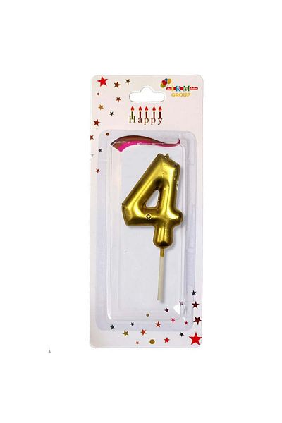 Öz-bal Medium Size Gold Colored Number Candle - 12 cm Party and Birthday