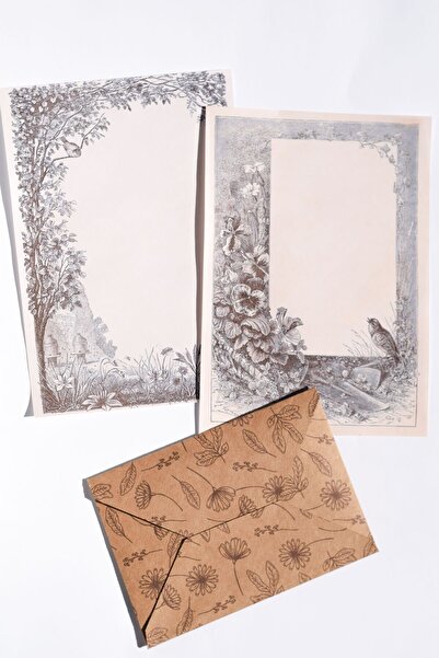 GÖKÇETasarım Vintage Mektup Seti / Zarf & Mektup Kaıdı / Scrapbook & Hediye