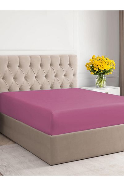 turkanlarhome Pink Colored 100% Cotton Combed Fabric Fitted Elastic Sheet Single-Double