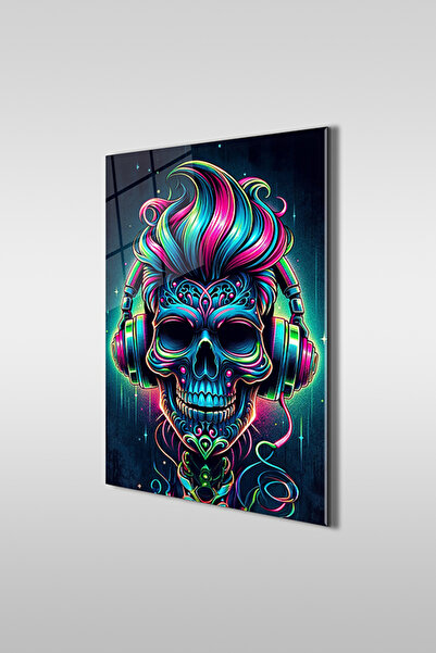 GLASZEN DJ Skull Pop Art Vertikalna Slika na Staklu
