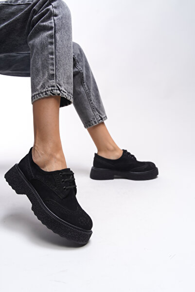 Riccon Чорні замшеві жіночі мокасини Oknyrth - на шнурівці 00121990
