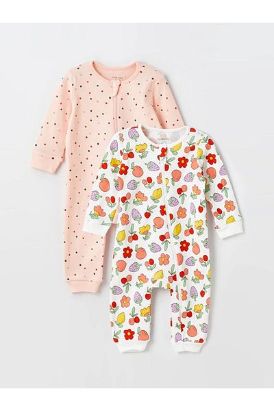 LC Waikiki LCW baby Crew Neck Long Sleeve Baby Girl Zip Jumpsuit 2-Piece