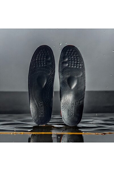 Icemen 112 - Deri Rahat Tabanlık Siyah, Ortopedik Taban, Günlük Kullanım, Top...