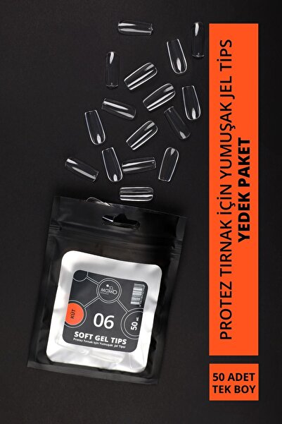MOMO professional Soft Gel Tips, Küt No:06, Tek Boy 50’li Yedek Paket