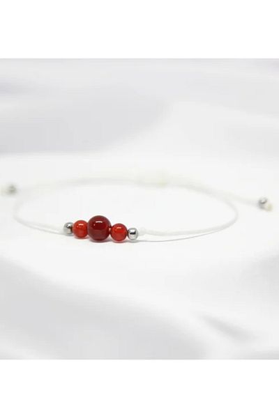 NBS Beautiful Naturel Stones Karnelyan Agate Elegant - Real Natural Stone Bracelet (Quality Hand Work and Ladder Closure)