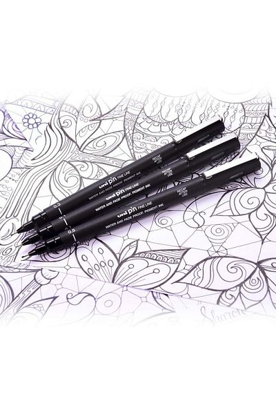 UNİ-BALL Uni Ball Pin 0.3 Technical Drawing Pen Black (3 Pieces)