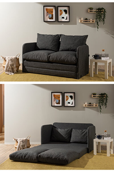 Pafu Saga İkili Katlanır Yataklı Koltuk Keten Koyu Gri