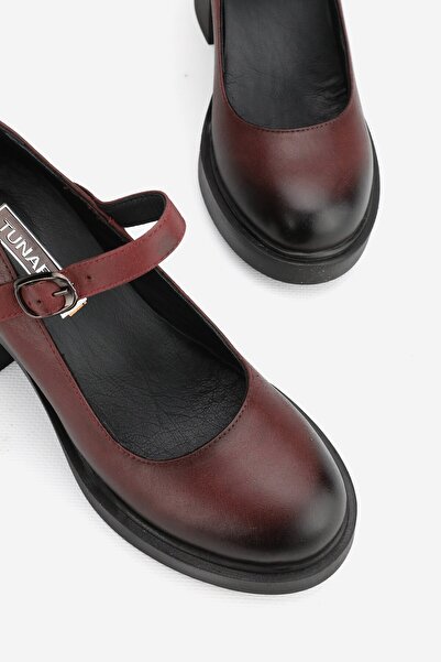 TUNAELLİ Бордові жіночі туфлі з натуральної шкіри - на високих підборах, розмір 36-41