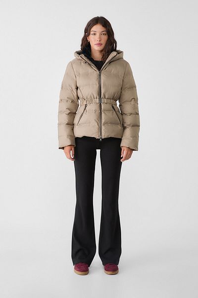 Stradivarius Inflatable Coat with Belt and Hood