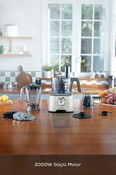 Karaca Refika Birgül Mastermaid Power 10 - 1 in 1 Food Processor, Swiss Cream 2000W