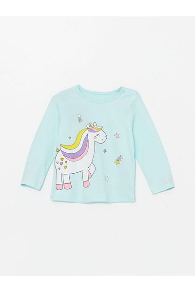 LC Waikiki Crew Neck Long Sleeve Printed Baby Girl Pajama Set