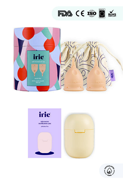 irie Adet Kabı Regl Kabı Menstrüel Kap 2'li Paket [[small + Small]] + Mikrodalga Sterilizasyon