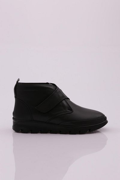 DGN Damenstiefel mit Klettverschluss, schwarzes Krokodilleder, echtes Leder 21677103