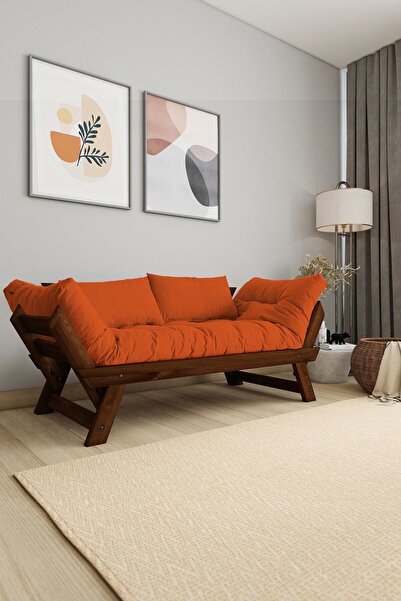Woodesk Adalar Masif Ceviz-turuncu Renk 2li Kanepe Cpt8173-210