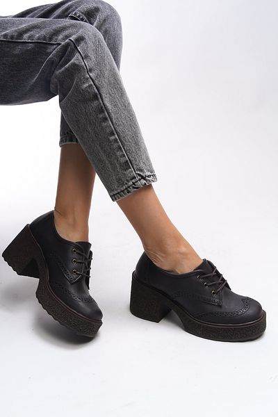 Riccon Ghinziss Women's Loafers - Heeled, Lace-Up, Textured, Brown 00121570