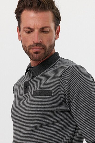 Livio Ferri Men's Polo Collar Pocket Knitwear Sweater - Standard Fit Shirt