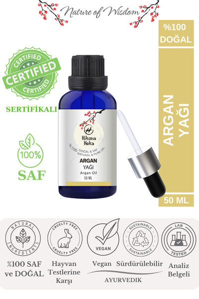 Hikona Heka Argan Yağı (ARGAN OİL) Sertifikalı %100 Saf Ve Doğal Soğuk Sıkım ...