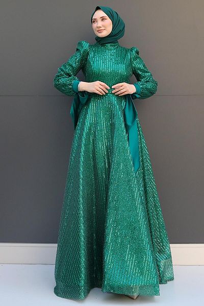 GİZ AGİYİM Βραδινό φόρεμα Emerald Desire Hijab