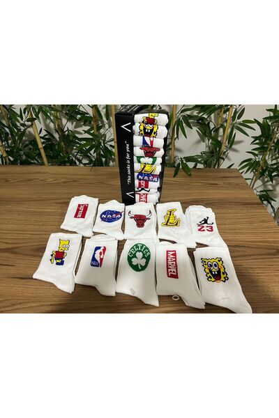 AyganStore 10’Lu Farklı Karakter Desenli Kolej Çorap