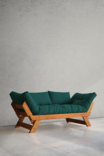 Woodesk Adalar Modern Masif Ahşap Tik-petrol Renk Kanepe