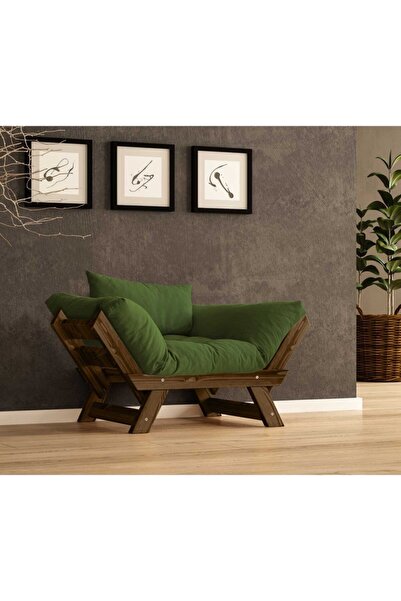 Woodesk Adalar Masif Ceviz-yeşil Renk Berjer