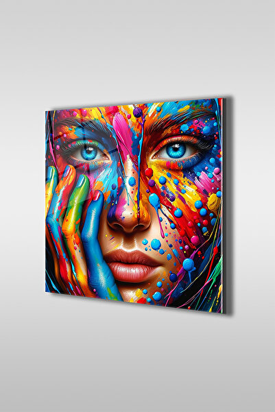 GLASZEN Tablou de sticlă pătrat artistic pentru femei Pop Art