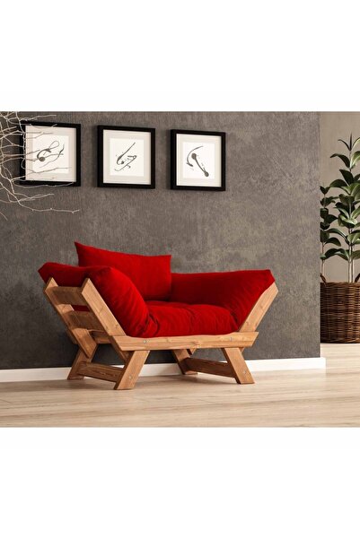 Woodesk Adalar Masif Tik-kırmızı Renk Berjer