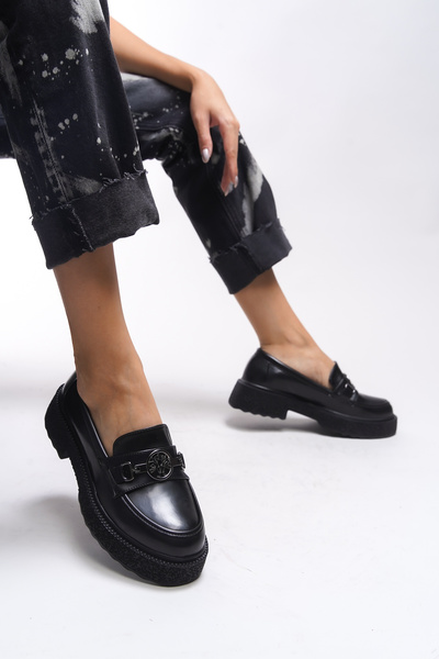 Riccon Dámský mokasín Iomrukh z černé lakované kůže - 00121912 Mat