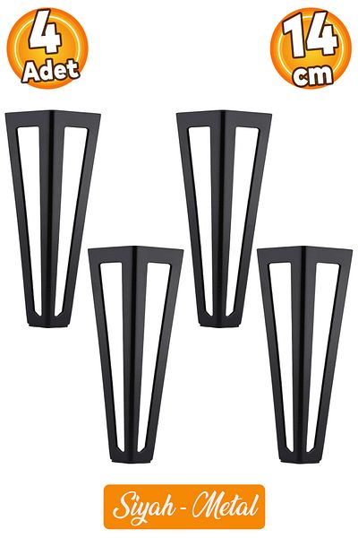 Badem10 Ovit Metal Negru 14 Cm Mobilier Canapea Consolă Tv Unități Riser Picior Picioare 4 Buc
