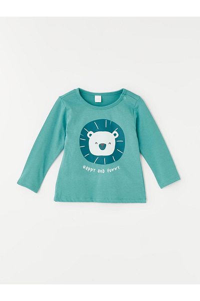 LC Waikiki Crew Neck and Printed Long Sleeve Pajamas Set for Baby Boy