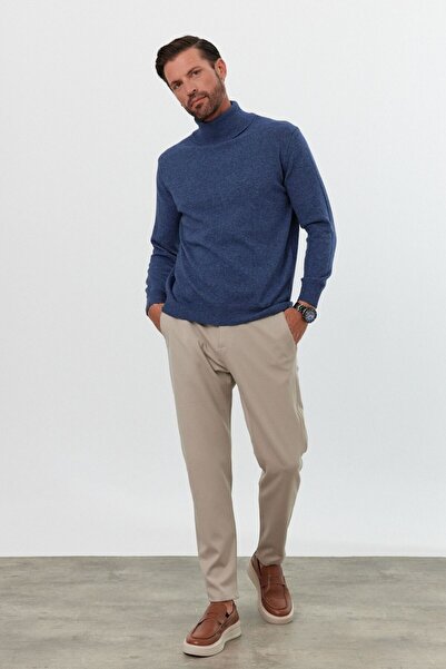 Livio Ferri Чоловічий трикотажний светр - вовняний, з повним коміром-стійкою, з коміром