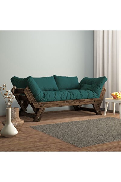 Woodesk Adalar Masif Ceviz-petrol Renk 2li Kanepe