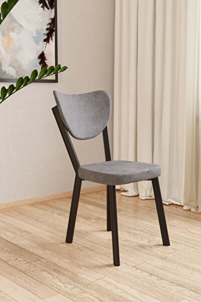 Evdemo Elma Tekli Mutfak Yemek Masası Sandalyesi Gri