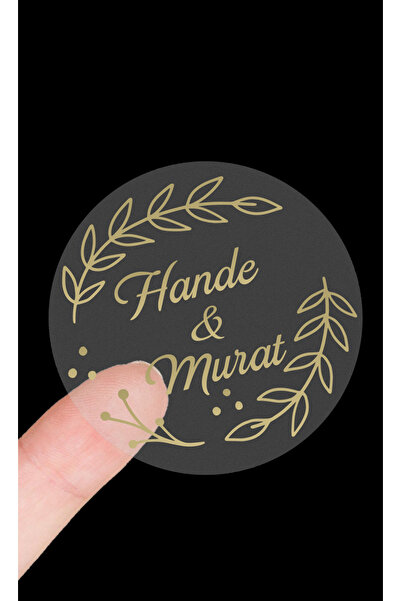 Matbaagraf Gold Etiket Sticker Kişiye Özel Kına Nişan Söz Nikah Düğün Etiketi...