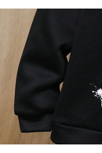 MORNİNG KİDS Erkek Çocuk Siyah-Kırmızı Futbolcu Baskılı Sweatshirt Eşofman Takımı (Siyah-Kırmızı)