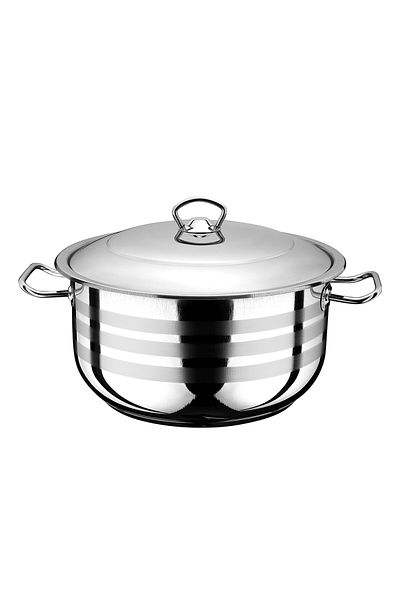 Royal Song 36 cm Deep Pot Stainless Steel - Steel Lid