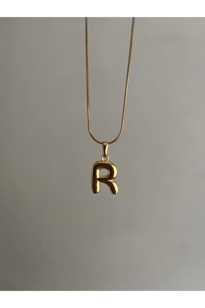 Alya Jewelry Çelik Gold Balon R Harf Kolye