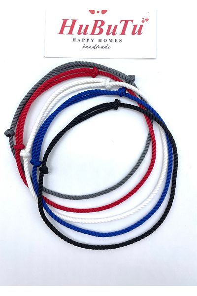Concept HuBuTU 5-Piece Minimal Men's Red Navy Blue Gray Black Twisted Rope Bracelet