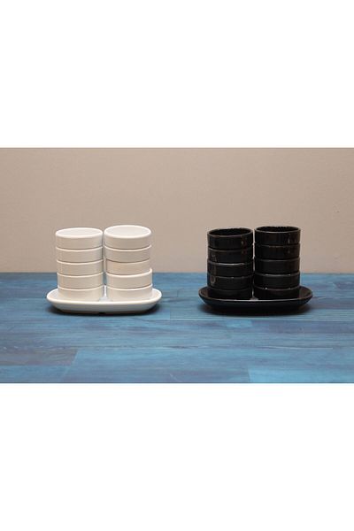 Davi Ahşap Natural Wooden Hornbeam Wood Breakfast Presentation Plate - 10 Pieces with Sauce Bowl and Oval Plates