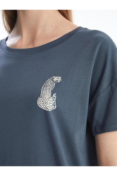 LC Waikiki Crew Neck Printed Short Sleeve Women's Pajamas Top