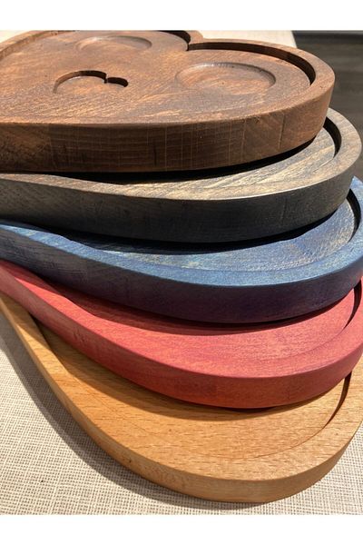 Davi Ahşap Special Wooden Coffee Presentation Plate for Mother's Day