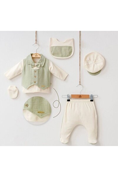 mini zeyn Papyonlu Yumuşacık 5'li Erkek Bebek Hastane Çıkış Seti
