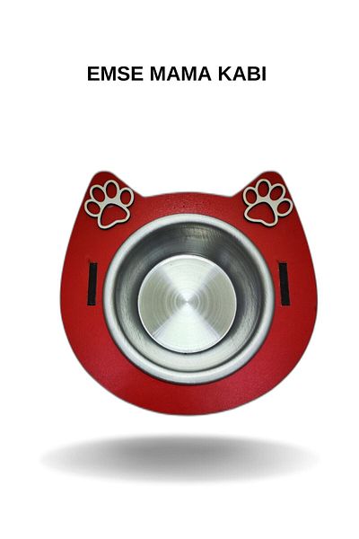 EMSE Luxury Wooden Steel Cat Dog Food Water Bowl